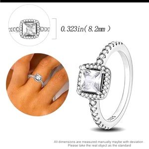ON SALE! 925 Sterling Silver princess cut ring. Swarovski Crystal! Size 6.5